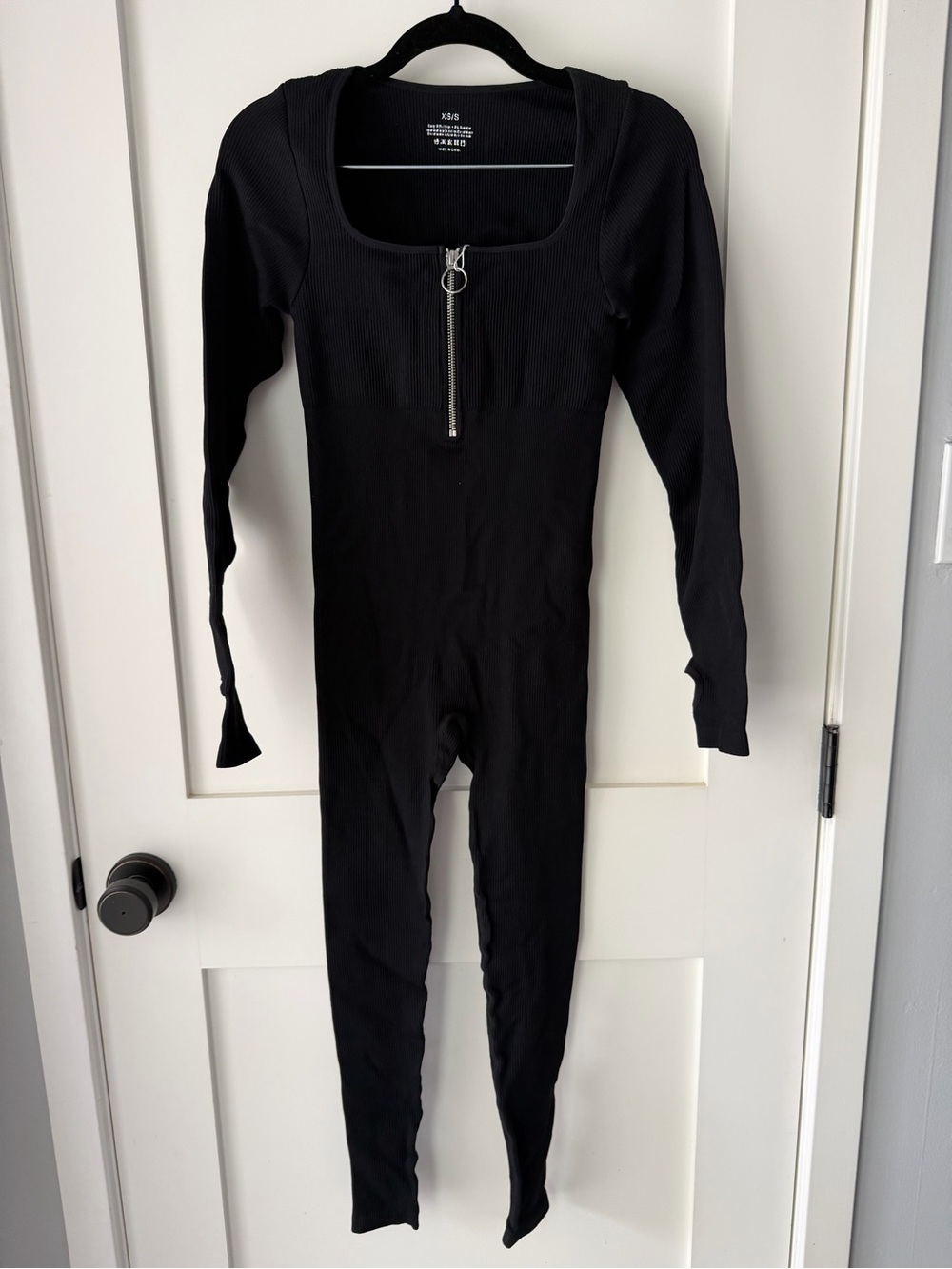 Cosmolle Black Stretch Thermal Long Sleeve Jumpsuit